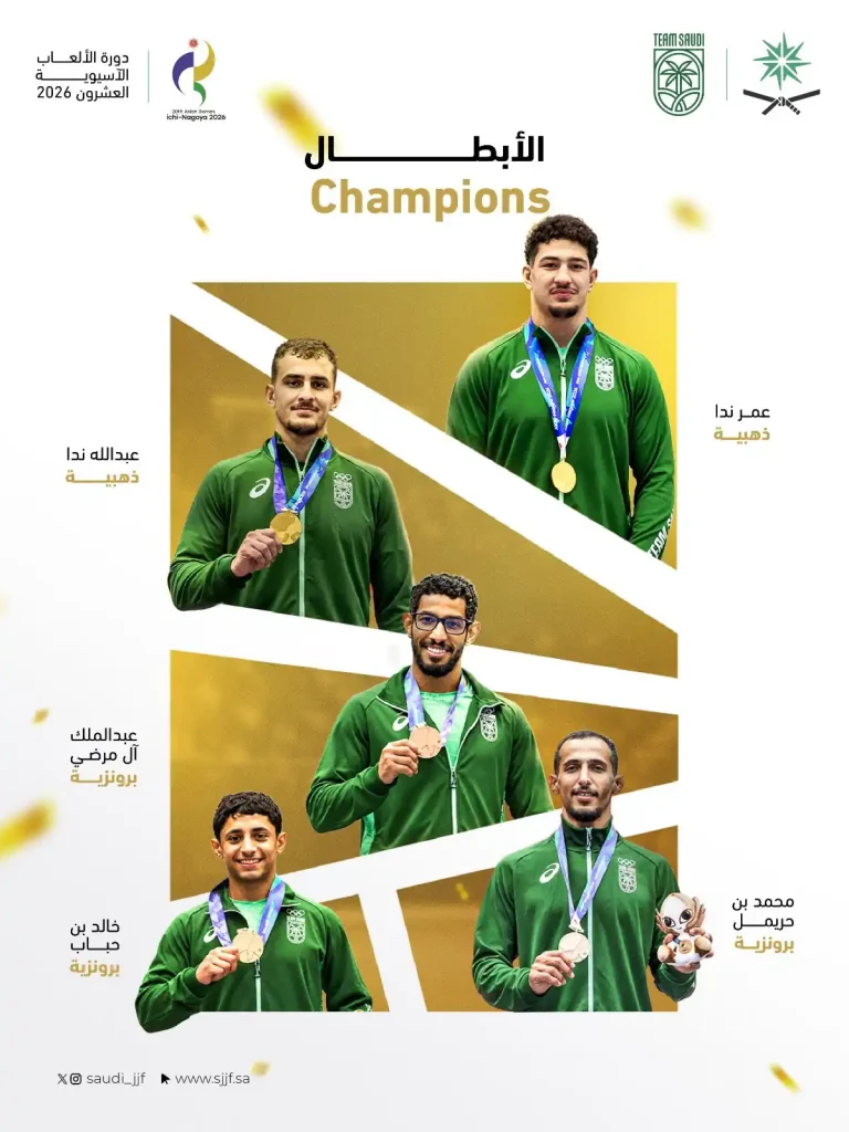 أخضر الجوجيتسو وصيف آسيا بخمس ميداليات